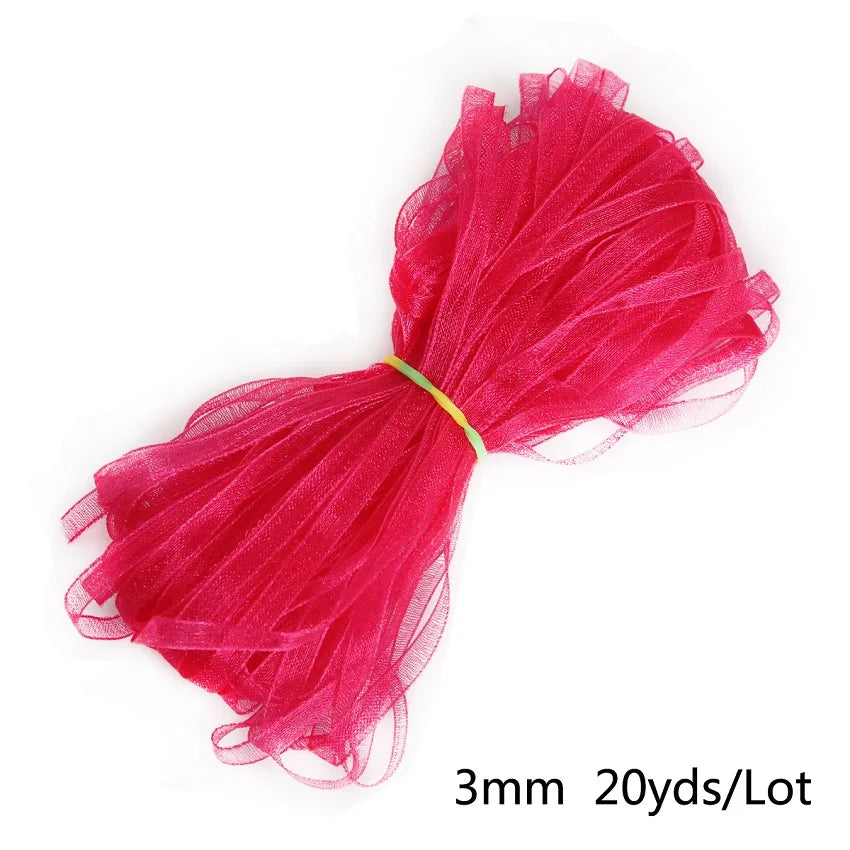 rubans organza polyester 20yards 3mm couleur unie moderne diy craft mariage decoration bleu rouge