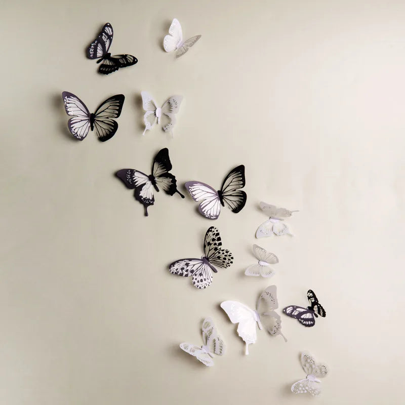 autocollants 3d papillons décoratifs maison moderne multicolore adhésifs pvc transparents réaliste chambre jardin