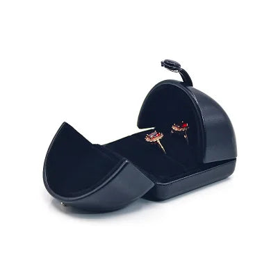 boîtes bijoux cuir noir contemporain boucle anneau bague chaîne pendentif simple mariage protection rangement