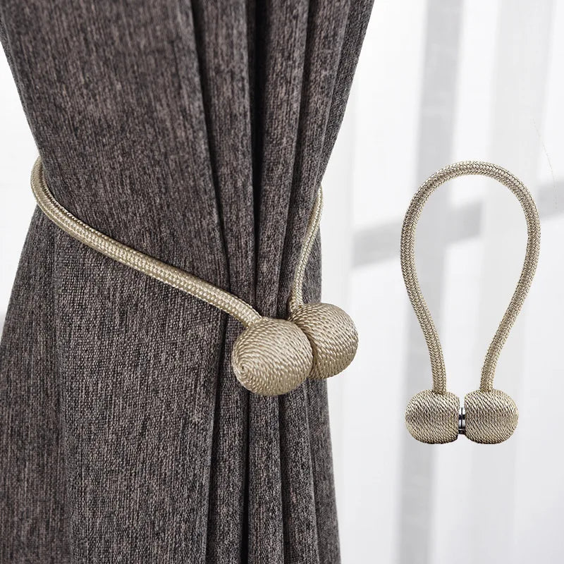 boucle rideau magnétique gris doré moderne adhésif tissu lisse opaque clip attache