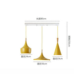lampes suspendues modernes trois abatjours vert jaune rose blanc minimaliste