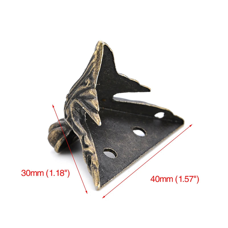 supports d'angle bronze décor floral classique vieilli meubles fixations 30x40mm