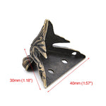 supports d'angle bronze décor floral classique vieilli meubles fixations 30x40mm