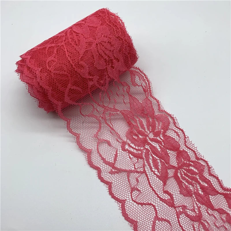 ruban dentelle brodé yards largeur 80mm polyester motifs floraux classique noir rouge vert bleu