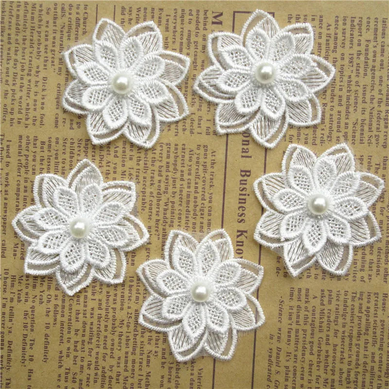 broderie fleur dentelle polyester blanc soluble decoration artisanale materiaux bricolage echangable erotique