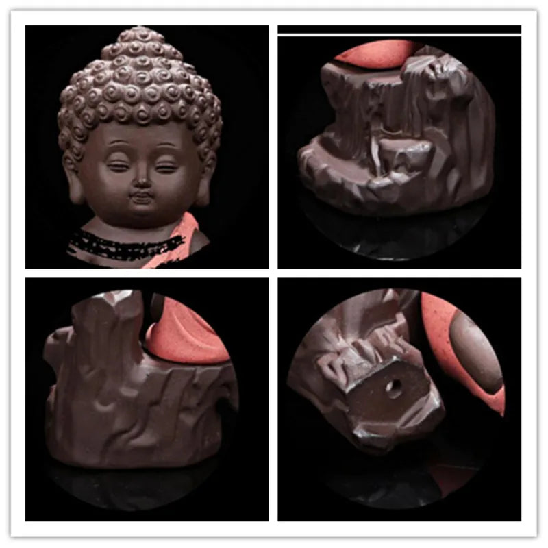 statue bouddha artisanale statuaire motifs roche texture granuleuse apaisante calme salon