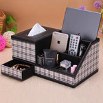 boîte rangement multifonctionnelle cuir moderne réutilisable télécommande tablette smartphone bijoux parfum montre