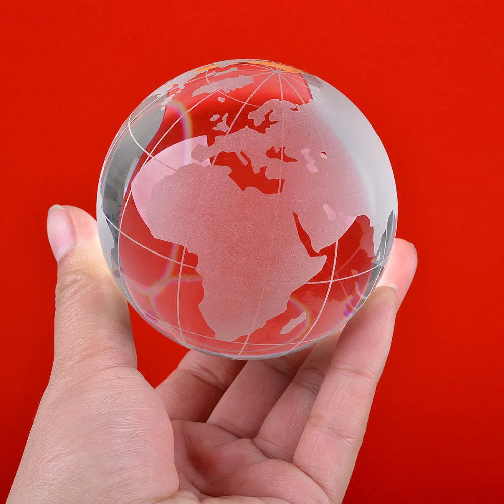 globe terrestre gravé laser cristal transparent monde classique décoration intérieure feng shui ornement maison