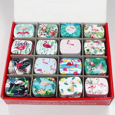boîtes métal réutilisables multicolores motifs animaux vintage aimants 6x4x2cm
