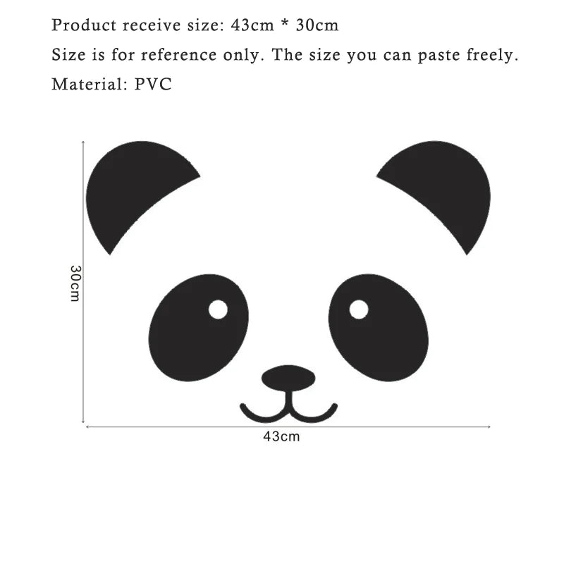 sticker mural panda souriant cartoon chambre enfant decoration autoadhésif pvc resistant eau opaque 43cm