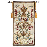tapisserie murale coton floral baroque classique beige rouge verte bleue ornementations tringles tassels handwash