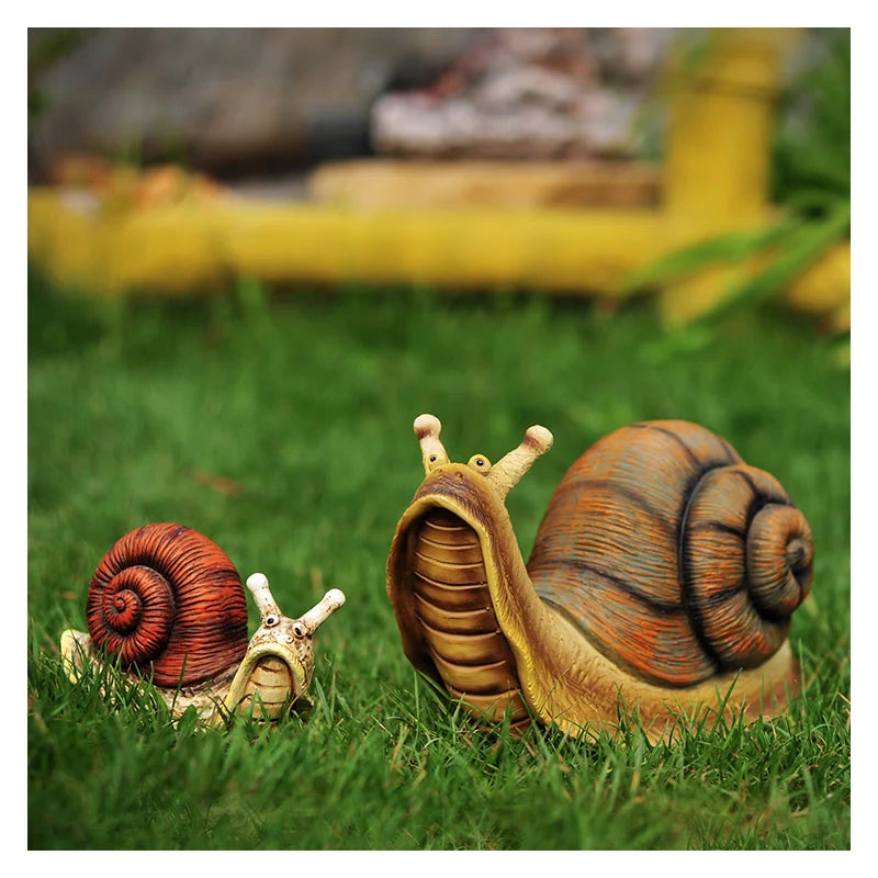 sculpture escargot résine marron réaliste jardin décoration animaux détailléeextérieurintérieur