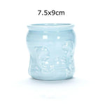 petit cache pot ceramique bleu motif poisson marin decoratif plante succulente maison