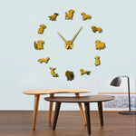 horloge murale moderne chien noir doré grande diy aiguille quartz unique