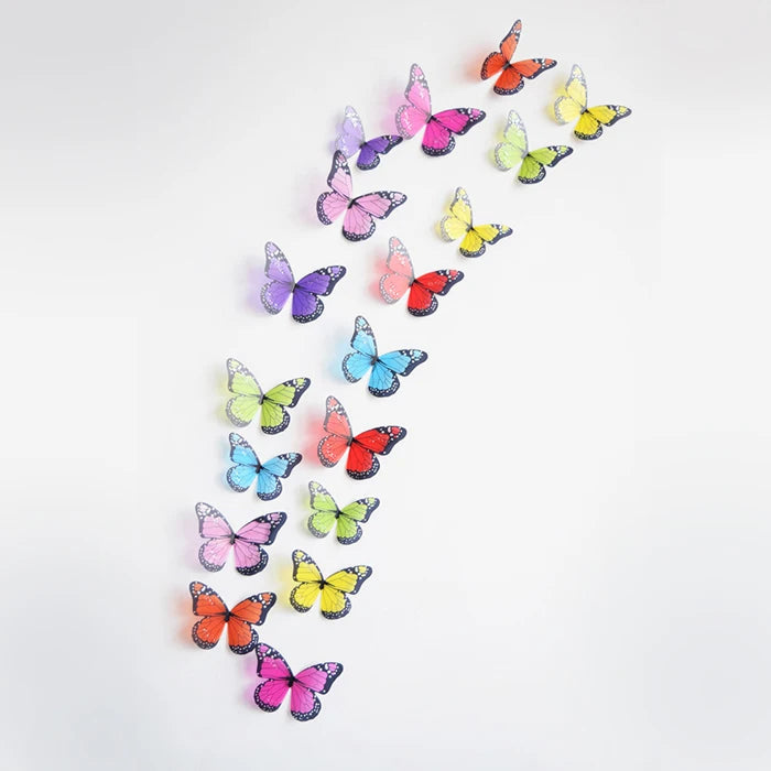 autocollants 3d papillons décoratifs maison moderne multicolore adhésifs pvc transparents réaliste chambre jardin