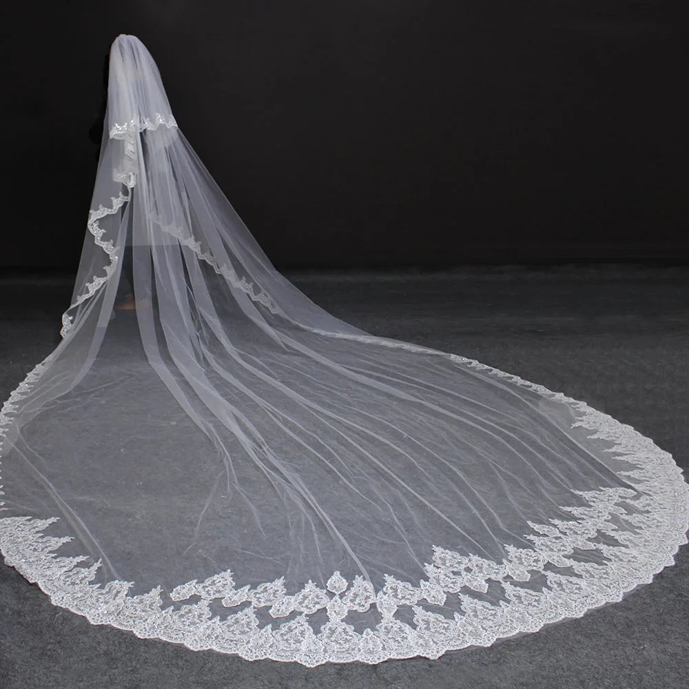 voile mariée deux couches dentelle paillettes blanc crème classique mètres polyester haute qualité