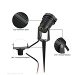 projecteur led extérieur ip66 noir moderne piquet base rotative câble connecteurs jardin opaque