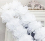 couronne fleurs tissu orange vert rouge clips décoration festive dentelle polyester coton organza