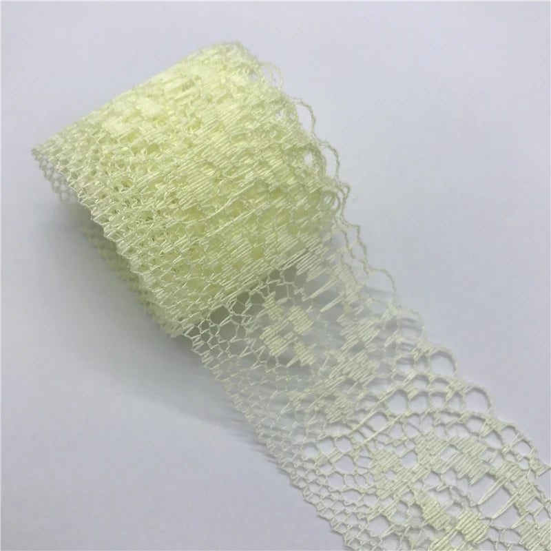 ruban dentelle polyester largeur 35mm longueur 5yards motif floral classique couleurs vives jaune rose