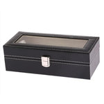 boîte rangement montres simili cuir noir 12 slots classique