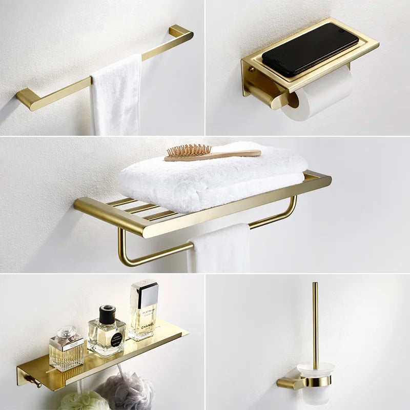 accessoires salle bain doré moderne étagère serviettes porte savon porte goblet porte serviettes téléphone