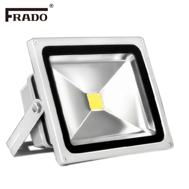 projecteur led ip65 acier poli moderne 10w 20w 30w 50w câble noir argenté opaque