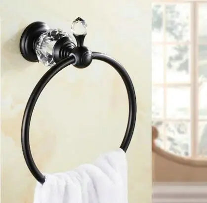 accessoires salle bain laiton noir cristal porte serviettes porte papier porte gobelets vaisselle
