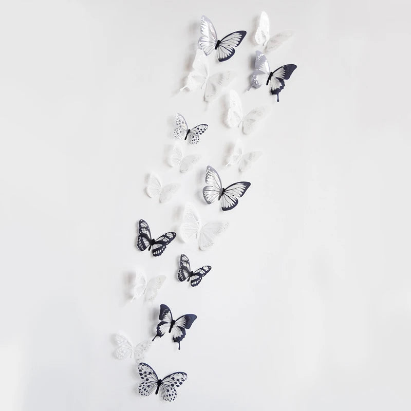 autocollants 3d papillons décoratifs maison moderne multicolore adhésifs pvc transparents réaliste chambre jardin