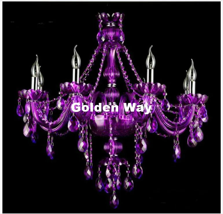 lustre cristal violet transparent classique encastrée led 90v 260v e14 art deco