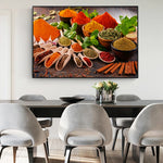 Détail de l'art culinaire sur toile pour salle à manger