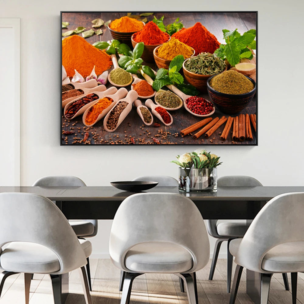 Détail de l'art culinaire sur toile pour salle à manger