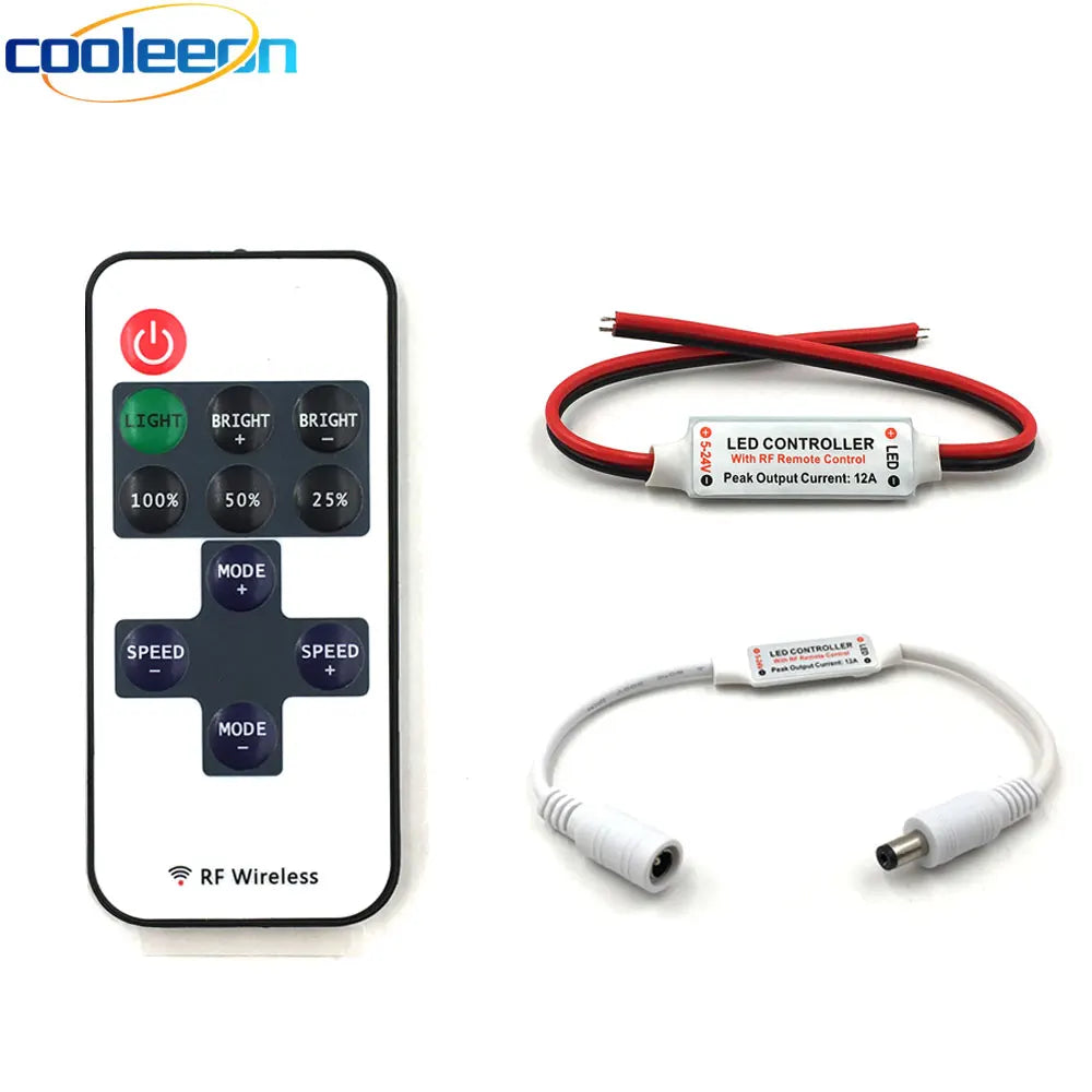 contrôleur led télécommande rf bande led ajustement luminosité mode vitesse flash câbles connecteur dc
