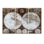 peinture l'huile toile carte monde rétro classique décoration intérieure photo salon trois panels sans