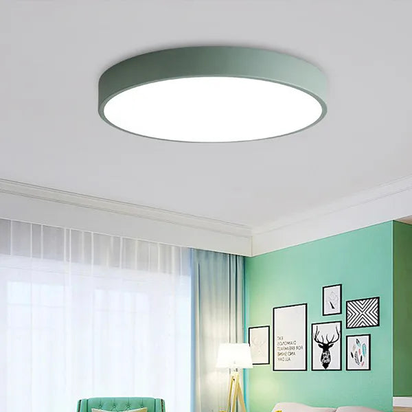 plafonnier led rond moderne intérieur luminaire salon chambre couleur rose doré vert