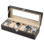 boîte rangement montres simili cuir noir 12 slots classique