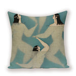 coussin decoratif abstrait bleu clair beige contemporain maison voiture 45x45cm imprimé numérique