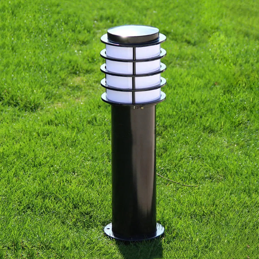 lampe extérieure moderne noire grille circulaire imperméable éclairage paysagiste sol autoinstallation vacances led aluminium