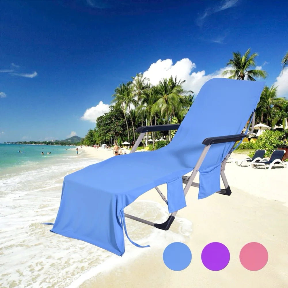 serviette plage polyester bleu violet rose uni décontracté chaise longue sac transport plage vacances