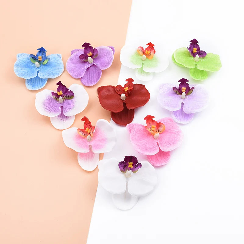 fleurs artificielles orchidées mix couleur decoration intérieure moderne minimaliste vert rose violet bleu blanc