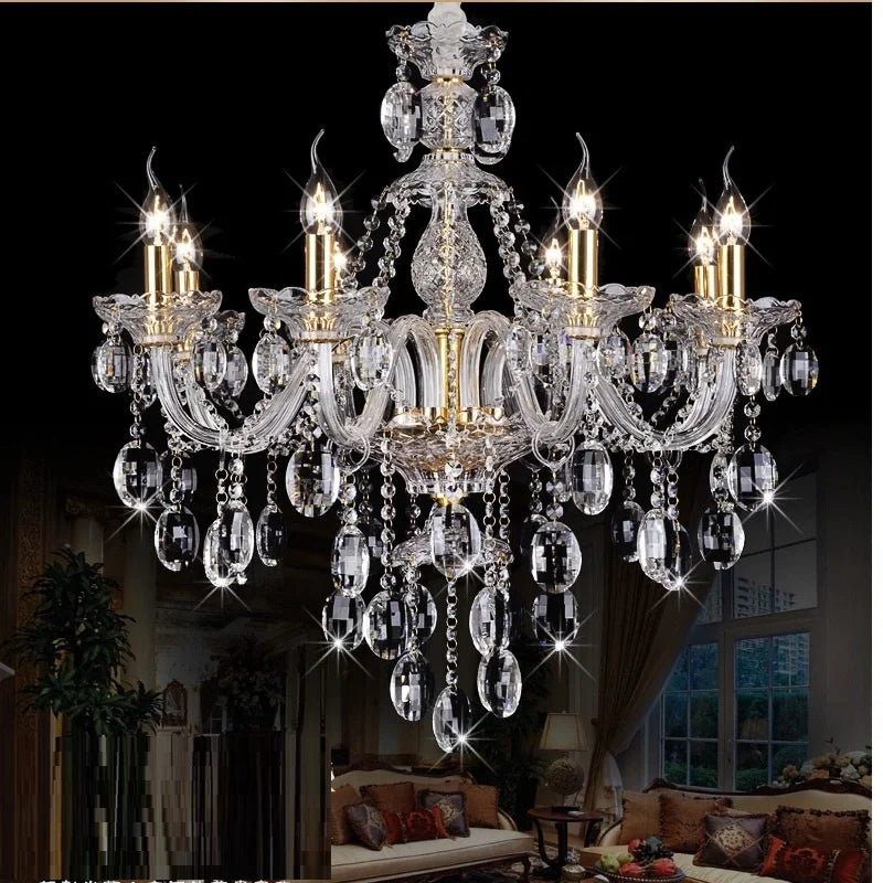 lustre cristal doré transparent classique brillance moderne ampoules semi encastrée