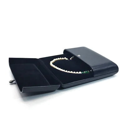 boîtes bijoux cuir noir contemporain boucle anneau bague chaîne pendentif simple mariage protection rangement