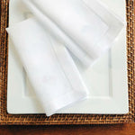 serviettes table classiques blancs lin point couture tissu rustique maison restaurant cocktail mariage