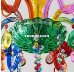 lustre artisanal multicolore verre soufflé motifs floraux vintage semi encastré(touches)