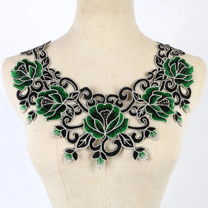 robe vert broderie dentelle organza floral occasion partie textile appliques