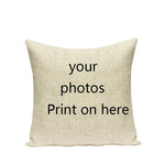 housse coussin carré imprimé personnalisable texture lin moderne décoration