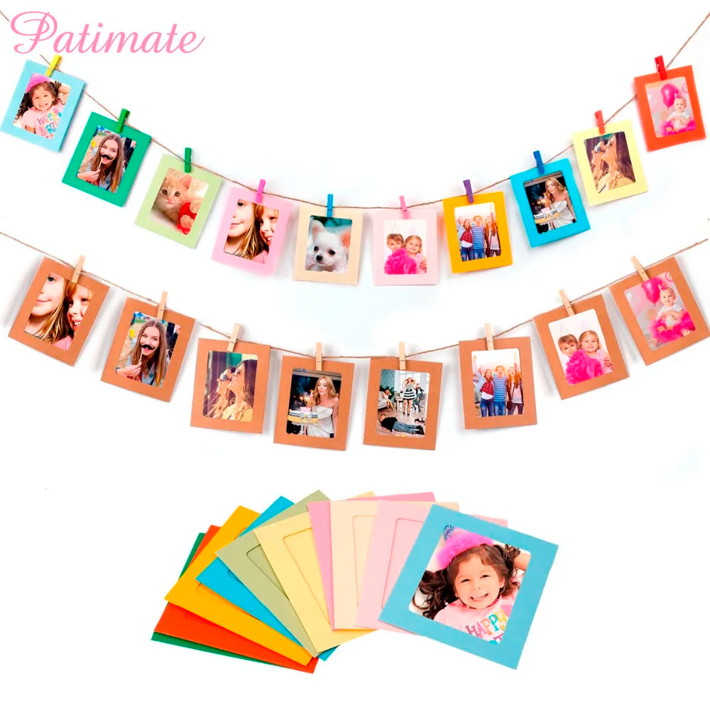 décoration photo mariage anniversaire guirlande lumineuse pinces bois cartes quadrillées vintage bohème