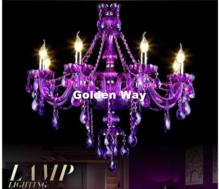 lustre cristal violet transparent classique encastrée led 90v 260v e14 art deco