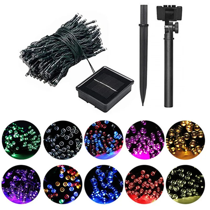 guirlande lumineuse solaire extérieur décoration jardin led multicolore rondes étanche moderne tringle