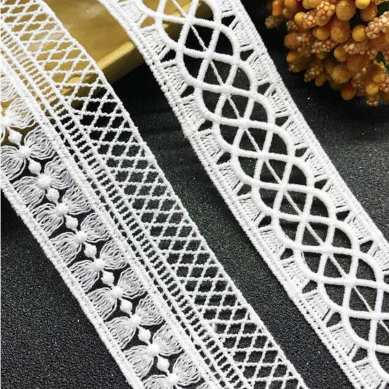 ruban dentelle géométrique blanc mariage couture applique tête lingerie decoration 3.5cm 4.5cm 5cm écologique