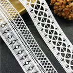 ruban dentelle géométrique blanc mariage couture applique tête lingerie decoration 3.5cm 4.5cm 5cm écologique